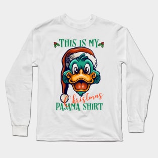 This Is My Christmas Pajama Outfit Xmas Lights Funny Duck Long Sleeve T-Shirt